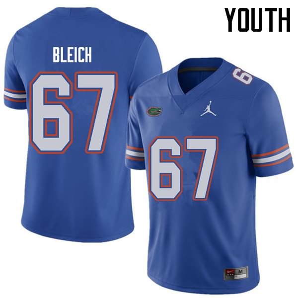 Youth NCAA Florida Gators Christopher Bleich #67 Stitched Authentic Jordan Brand Royal College Football Jersey MVO2565HX